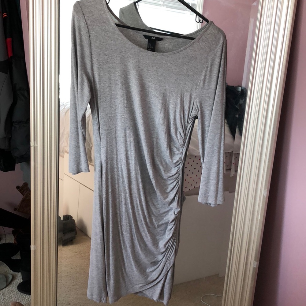 Grey, side cringe bodycon dress